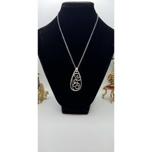 Brighton ROCK N SCROLL Silver Tone Pendant Necklace 18-20" *Tarnished*